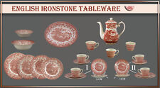 English Ironstone  Teile zur Wahl: teller platte schale rot EIT tasse holzwagen
