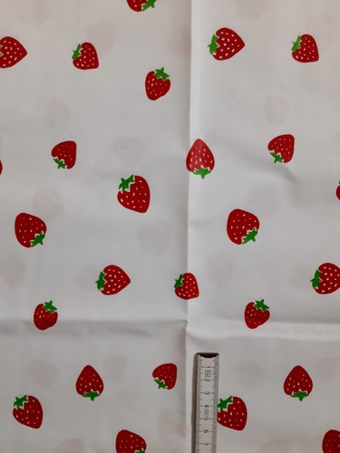 Baumwollstoff rote erdbeeren - baumwollstoff,
