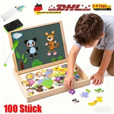 100+ teiliges Kinder Spielzeug Magnetisches Holzpuzzle, Holzspielzeug für Kinder