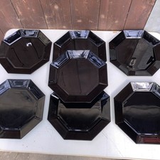 7 Stück arcoroc octime schwarz Teller Essteller 25 Cm France Achteckig