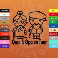 Auto Aufkleber  "Oma & Opa on Tour"  12x12 cm Sticker Familie Großeltern,Rentner