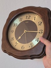 AMS -Funkuhr Radiocontrolled Massivholz, Vintage made in Germany voll funktion 