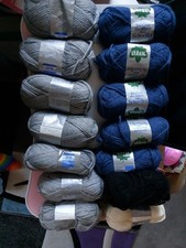 Wolle Blau Grau Rest Weiß Und