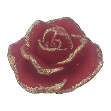 Kerze Blumenförmig Rot Goldrand Kerze in Blumenform Blütenförmige Kerze Rot Gold