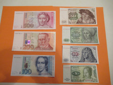 DM 500,200, 100, 50, 20, 10, 5 = DM 885 = Banknoten der deutschen .Bundesbank