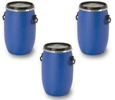 3 x 60 L blau Futtertonne Tresterfass Silage Maische dicht lebensmittelecht NEU.