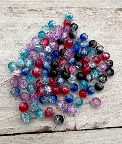 100 stück crackle glasperlen - 100,