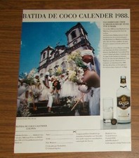 Seltene Werbung BATIDA DE COCO Kokosdrink Kalender Promo 1988