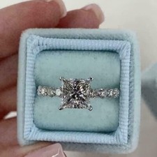 Trio-Ringset 5 kt Princess-Schliff Lab Created Diamant 925 Silber Verlobung B...