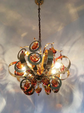 Italienischer Kronleuchter aus Messing und Glas im Stil von Sciolari