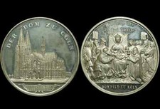 KÖLN: Zinn-Medaille 1880. HEILIGE DREI KÖNIGE - KÖLNER DOM - AUF DIE VOLLENDUNG.