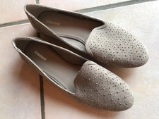 NEU GRACELAND DAMEN-BALLERINA Grau/Leder Nieten-Deko Gr.42 Flach: 1,5 cm NEU NEU