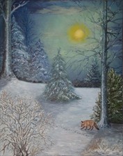 ölgemälde spur fuchs - fuchs, im