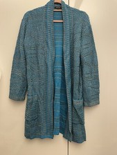 Escada Strickjacke lang Türkis/Silber Gr. S - wie neu