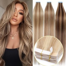 40 Stück Tape in Hair Extensions 100% Remy Echthaar Haarverlängerung Dick Glatt