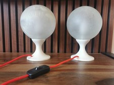 Mid Century Glas Kugelleuchte Nachttisch-Lampe 60er 70er (2er Set)