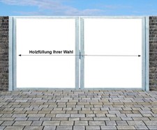 Einfahrtstor Qs Tor Verzinkt mit Pfosten Ohne Holzfüllung 2-flügelig