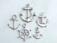 5x Anhänger-Set Anker Charms Maritim Schiff Meer Hoffnung Schmuck Basteln Neu