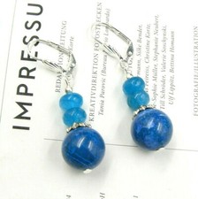 BAILYSBEADS edle blau Meeressediment Jaspis & Apatit Ohrringe Ohrhänger neu  