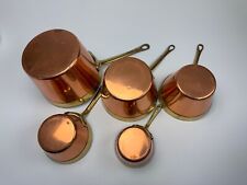 Vintage Stieltopf Kasserolle Kupfer Set 5 Stück Griff Messing Zinn