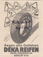 BERLIN, Werbung 1931, DEKA Pneumatik GmbH Ballon-Reifen Kfz