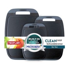 NEOFLAM BiJu Antibakterielles Schneidebrettset, 3tlg. - Granitschwarz/Grau