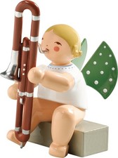 Wendt & Kühn, Engel mit Kontrafagott sitzend  650/74A Geschenk Geburtstag selten