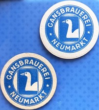 2 alte Bierdeckel Gansbrauerei Neumarkt um 1950
