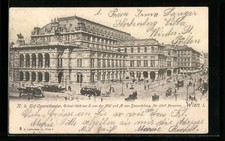 Ansichtskarte Wien, Hof-Operntheater mit Strasse, Strassenbahn 1902 