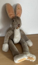 Steiff Lulac Hase grau | Knopf und Restfahne Mohair Stofftier Spielzeug