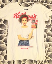 ❤️ Neu ❤️ T- Shirt XS 34 Kellogs Vintage Motiv Rockabilly Retro ❤️ weiß Damen 