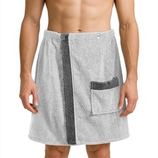 Sauna Frottee Kilt Sarong - M-XXL Herren Männer - Grau 100% Baumwolle