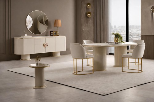 Beige esszimmergarnitur - beige,