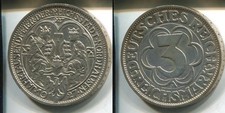 WEIMARER REPUBLIK 1927 A - 3 Reichsmark in Silber, vz - NORDHAUSEN