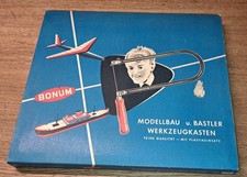 alter Kinder Modellbau Bastler Werkzeugkasten Bonum Schraubstock Bohrer Laubsäge