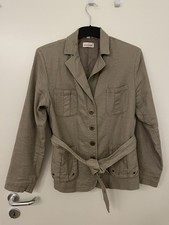 BIAGGINI Damen Leinen-Blazer - 44 - beige / grau - mit Gürtel