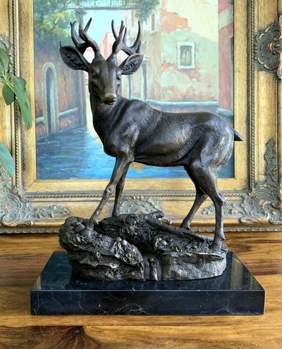 Bronzefigur hirsch mit - mit, geweih