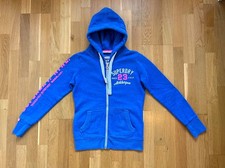 Hoodie SUPERDRY Jacke "Logo" Kapuzenpullover Sweatshirt Damen, Blau, Gr. XS
