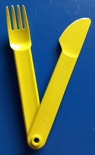 TUPPERWARE ♔ Picknickbesteck ♔ Besteck ♔ Gabel + Messer ♔ gelb-grün ♔ Super