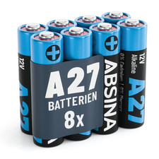 ABSINA 8x A27 Batterie 27A 12V Alkaline Batterien für Garagentoröffner 