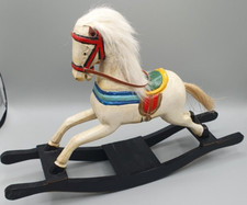 Schaukelpferd Vintage Retro Holz weiss schwarz bunt ✅