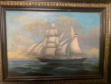 Schiffsbild Öl, vermutlich eine Brigantine