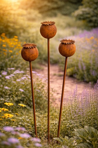 3er set gartenstecker - set, mohn