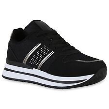 Damen Plateau Sneaker Strass