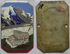 emaillierte Automobil Plakette Hotel Franz Josefs Haus 2418 m um 1930 (165602)