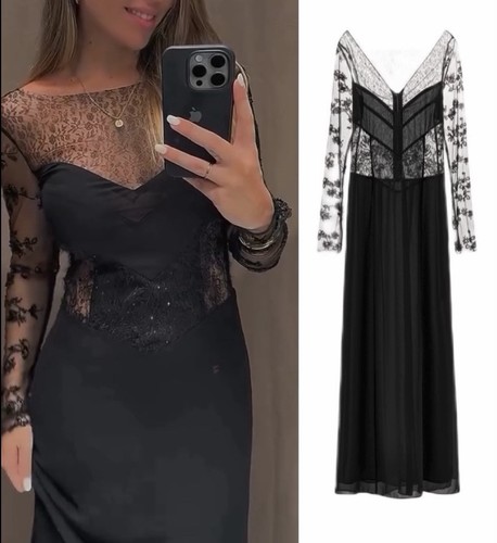 Zara kleid mit spitze und - kleid,