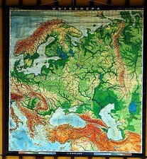 Schulwandkarte vintage Poster Rollbild Lehrtafel Landkarte Osteuropa Balkan