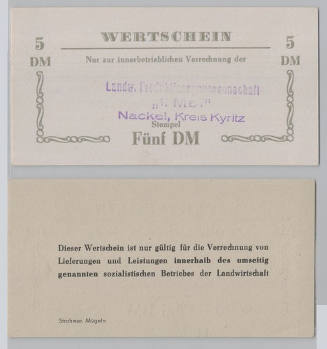 Mark wertschein ddr - mark, lpg