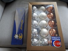 Christbaumschmuck Glas 15 Kugeln 3 Farben ca. 6cm und Lametta DDR  Weihnachten  