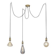 Pendelleuchte Messing max. 3 x 60W E27 Industrie Retro Lampe Textilkabel kürzbar